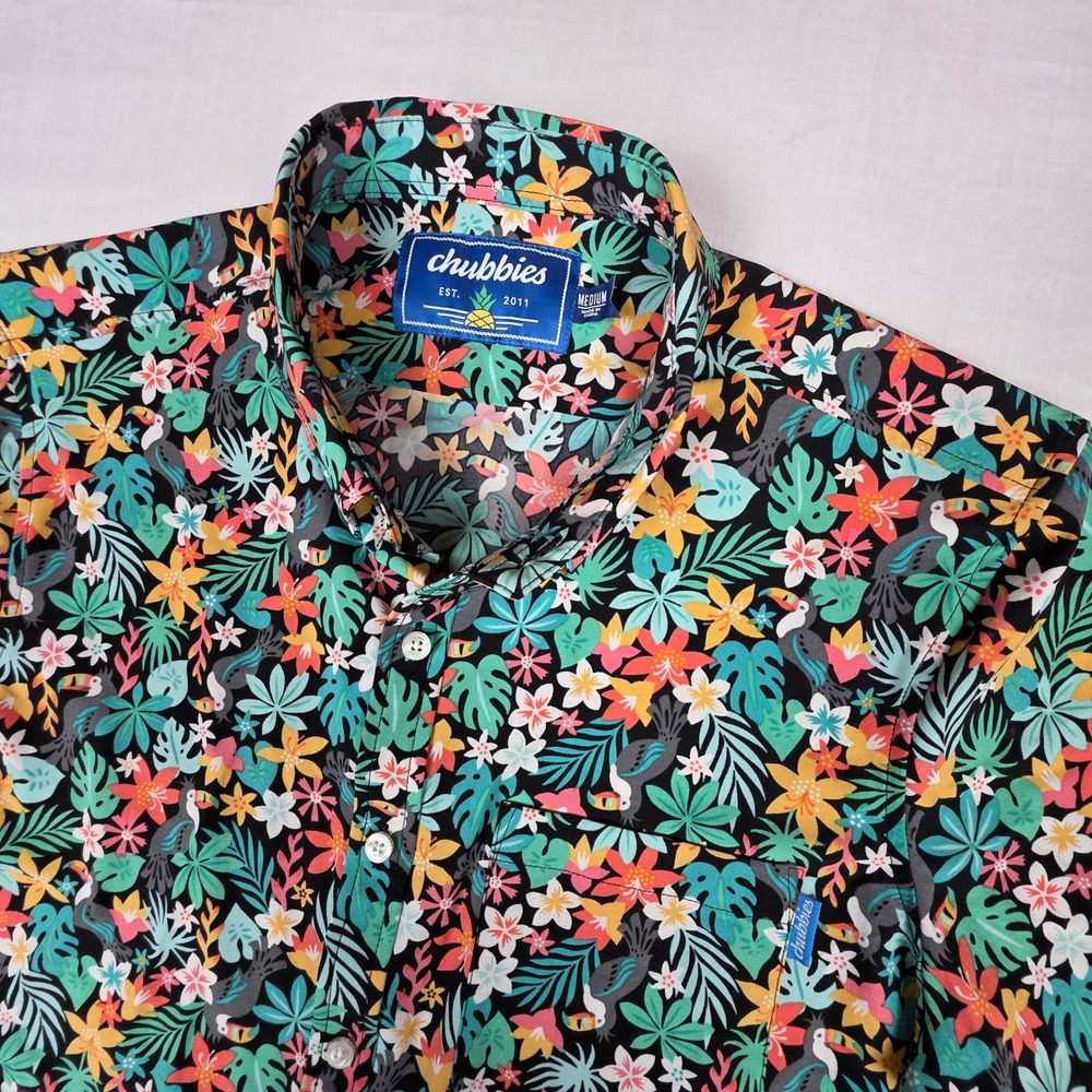 Chubbies The Toucan Down Shirt Mens Medium Floral Tropical Print